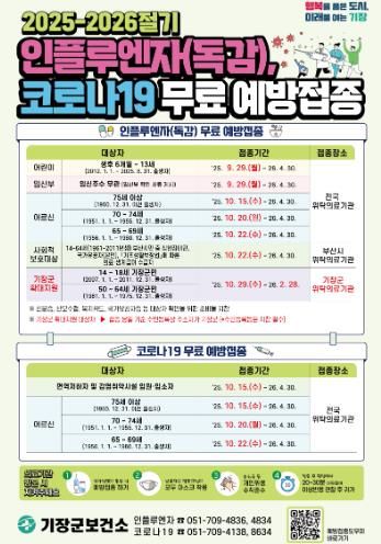 인플루엔자 예방접종 지원사업 안내문